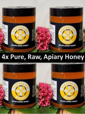 4x Apiary Honey Bundle Stocking Stuffers - Unfiltered, Pure, Raw - Sustainable S